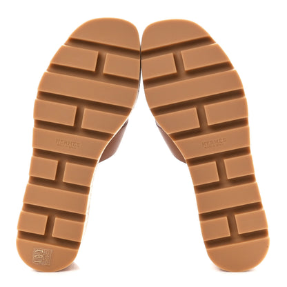 Hermes Calfskin Cork Eze 30 Sandals 37 Marron Glaise 5 of 8