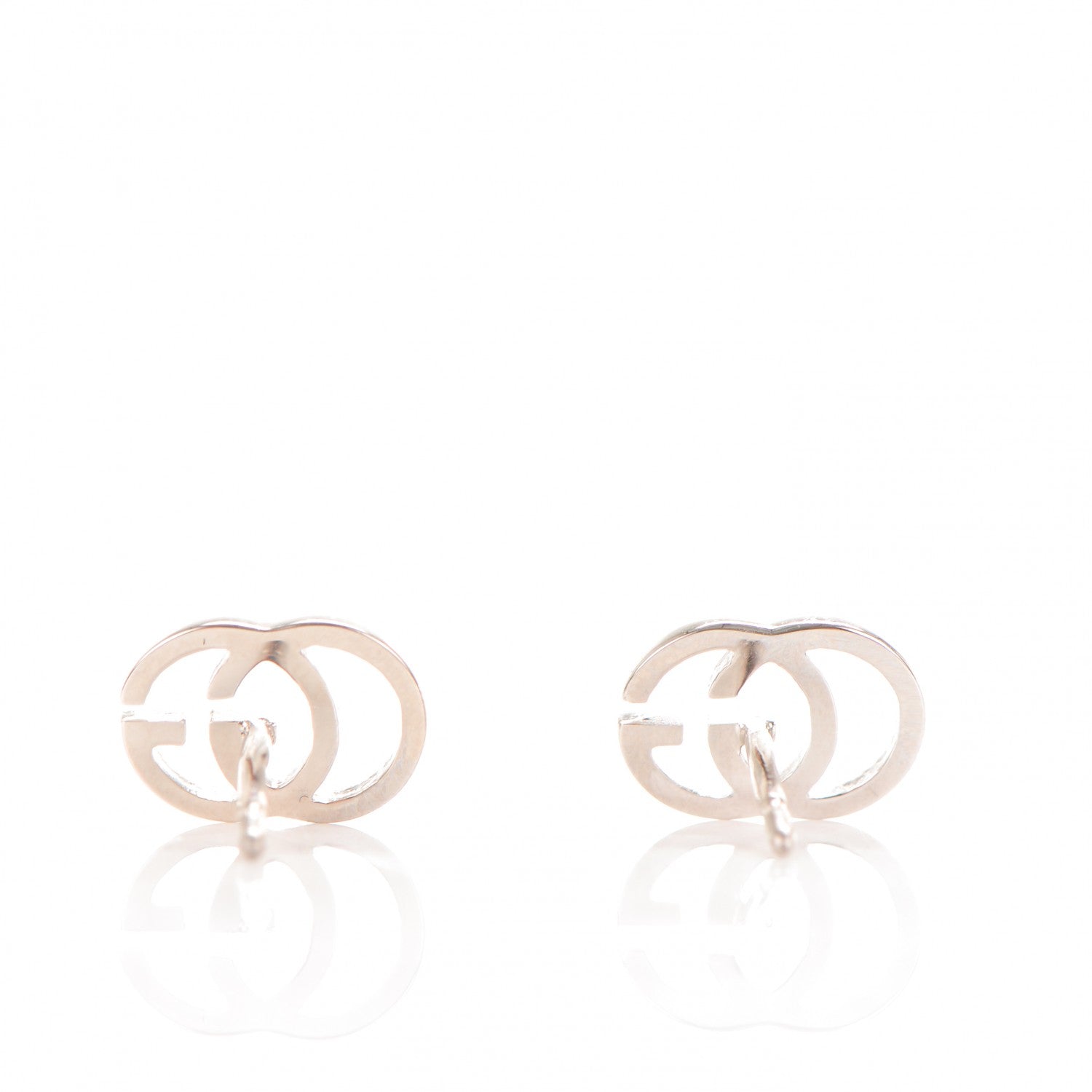 Gucci 18K White Gold GG Tissue Stud Earrings 5 of 7