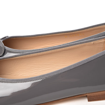 Chanel Patent Calfskin CC Cap Toe Ballerina Flats 39.5 Dark Grey 11 of 12