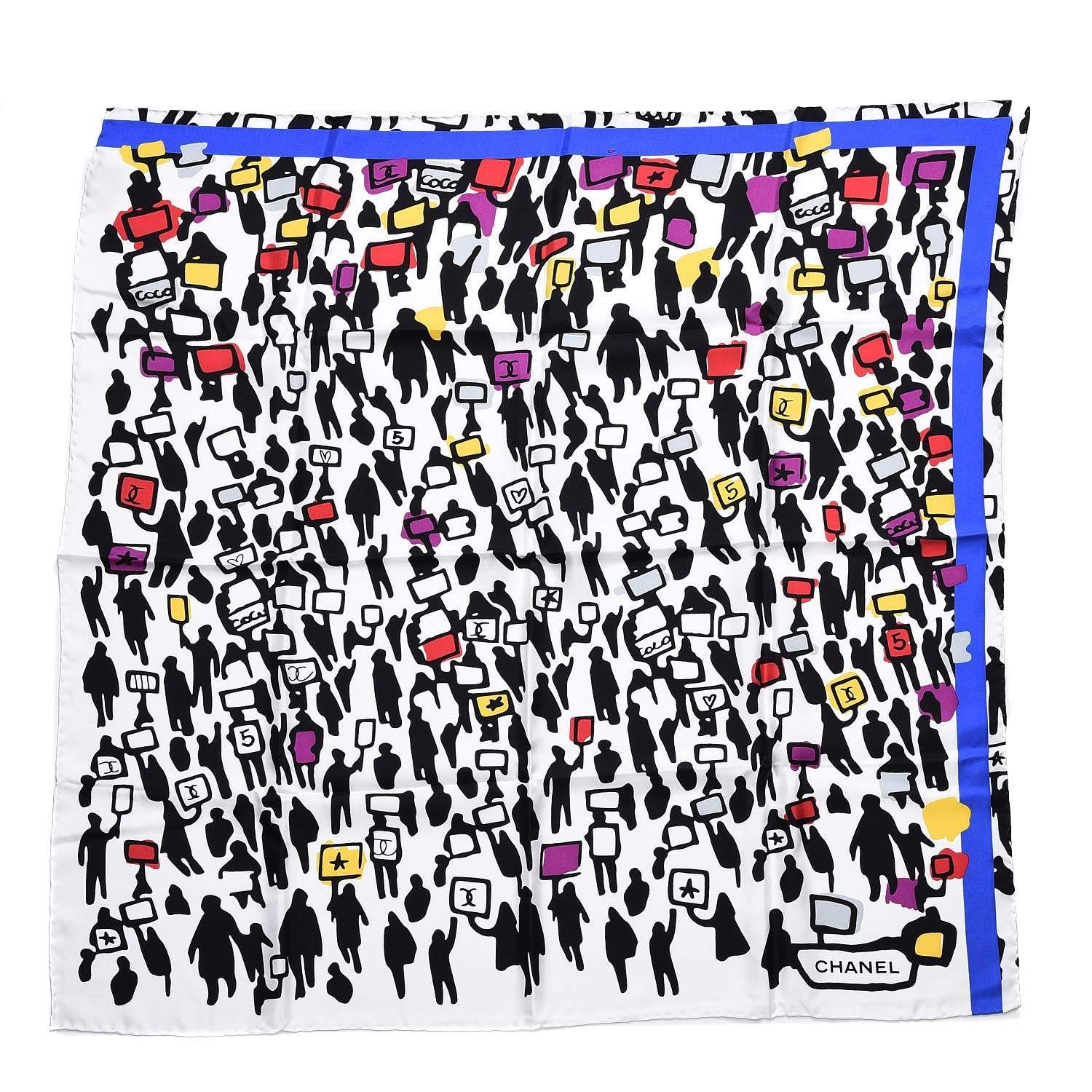Chanel Silk CC Demonstrate Scarf White Black 1 of 6