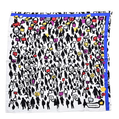 Chanel Silk CC Demonstrate Scarf White Black 1 of 6