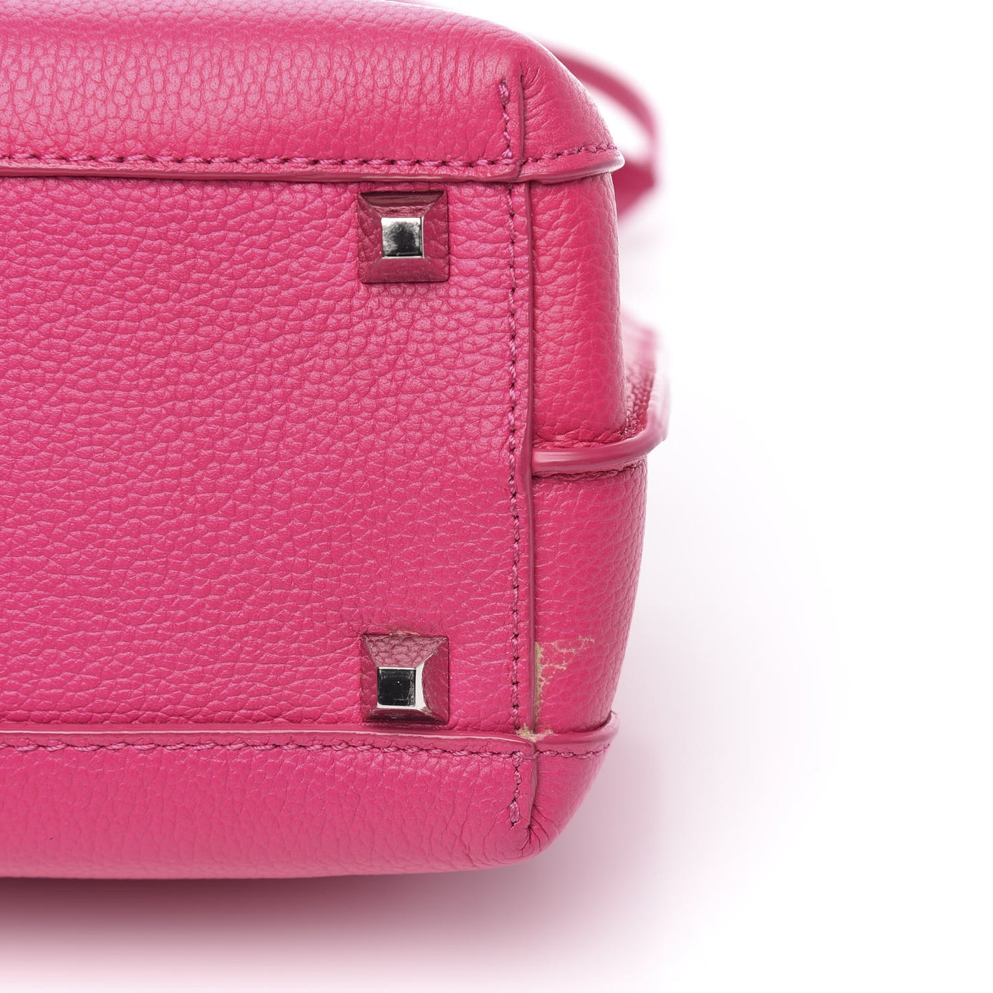 Grained Calfskin Mini Milla Tote Beetroot Pink