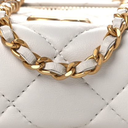 Chanel Calfskin Quilted Square Top Handle Vanity Case White 8 of 14