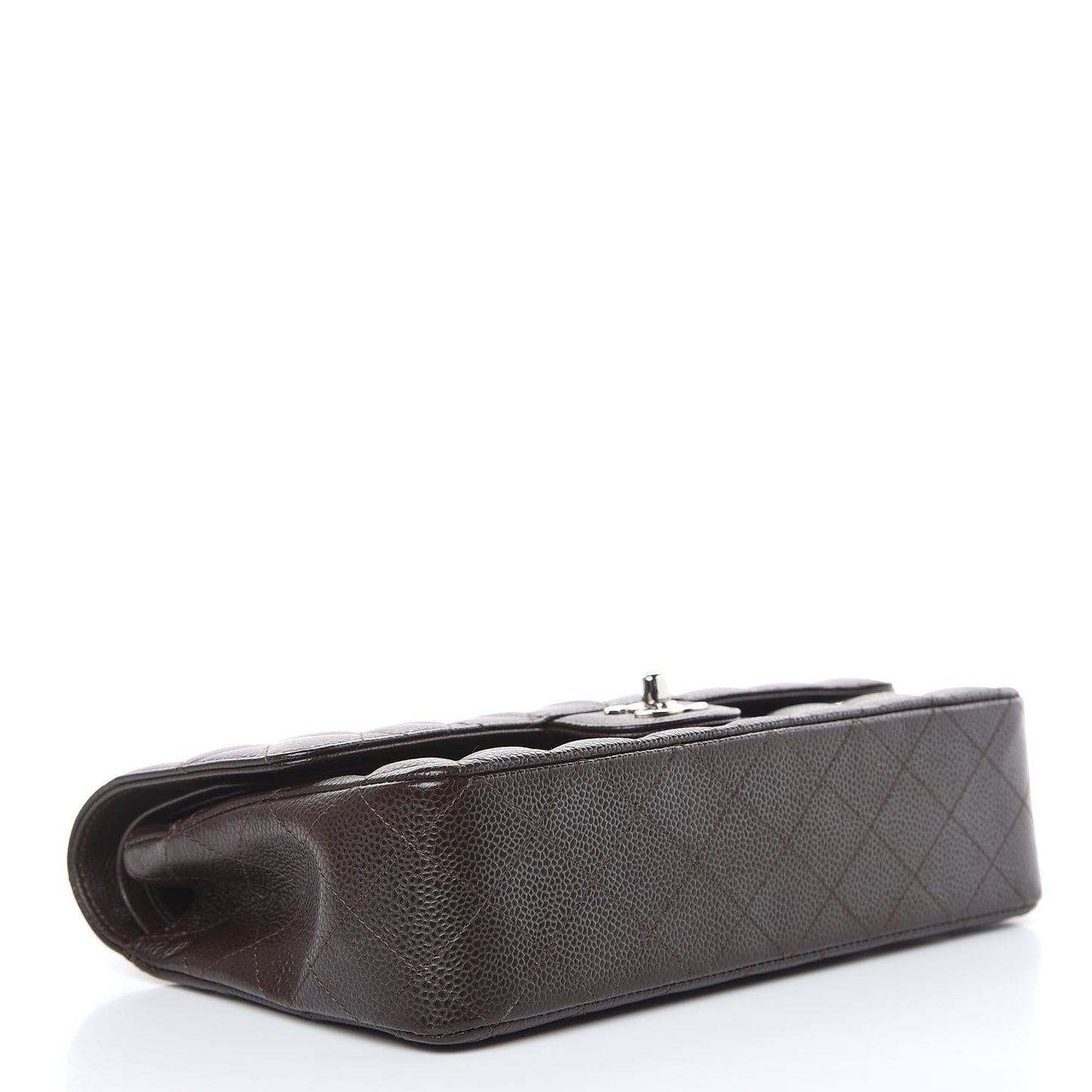 Caviar Quilted Medium Double Flap Brown