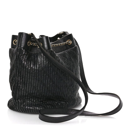 Chanel Iridescent Crumpled Calfskin Coco Pleats Drawstring Bag Black 3 of 10