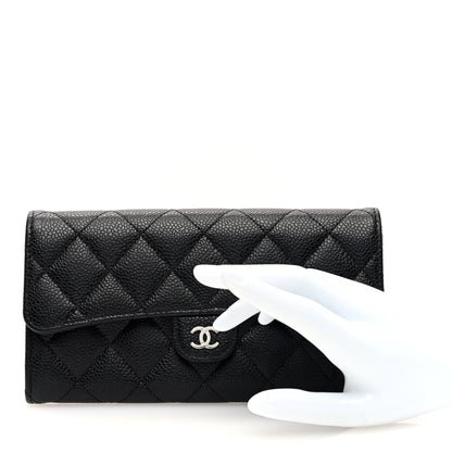 Chanel Caviar Quilted Large Gusset Flap Wallet Black 2 of 7