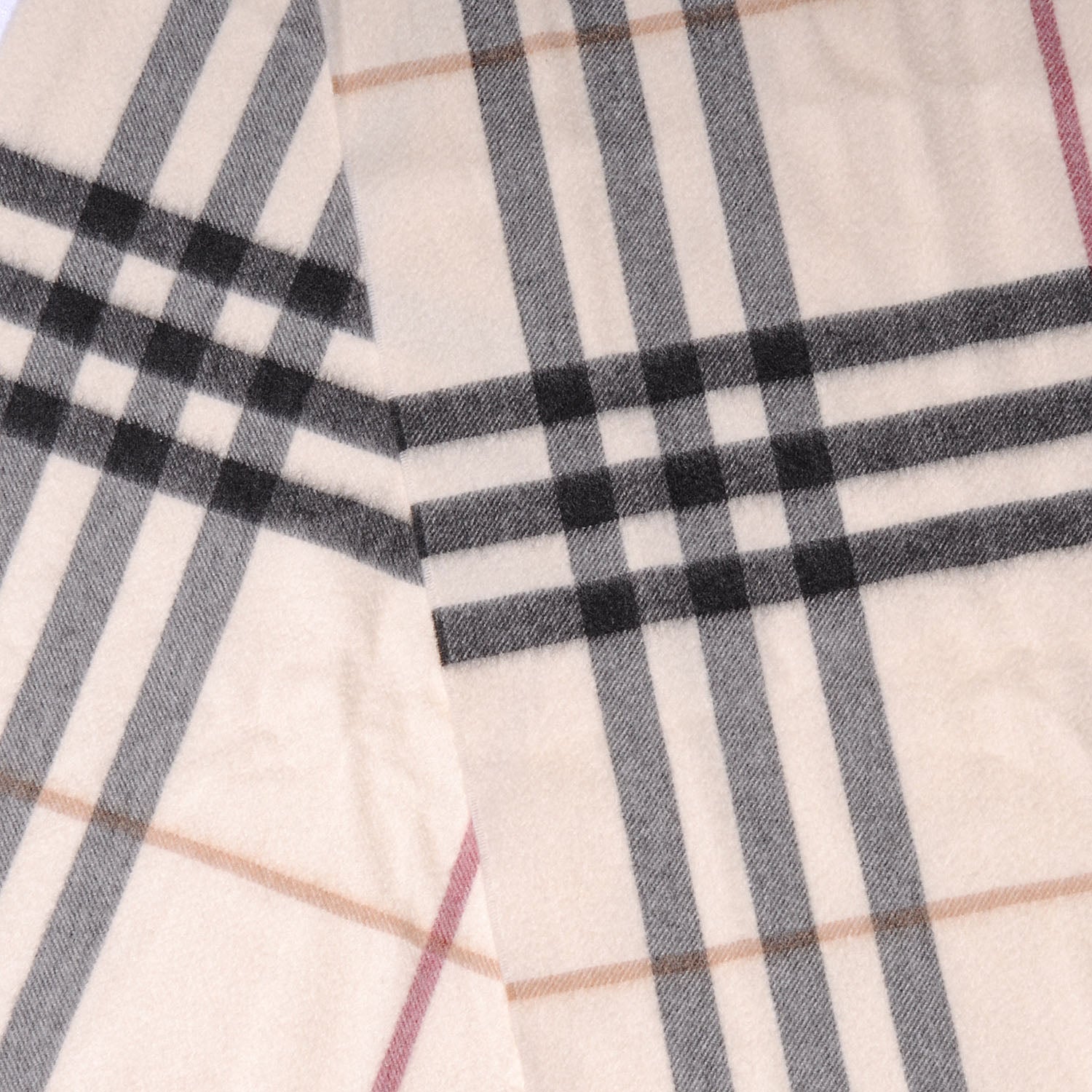 Burberry Cashmere Giant Check Fringe Scarf Ivory 2 of 2