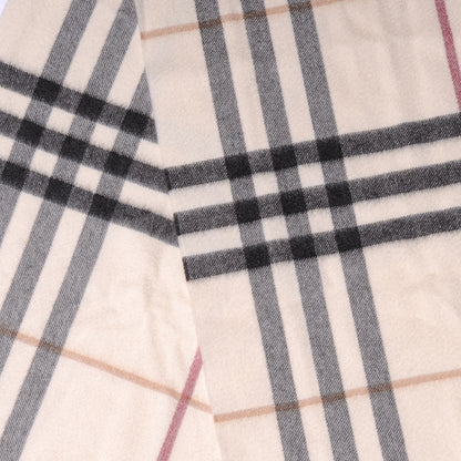 Burberry Cashmere Giant Check Fringe Scarf Ivory 2 of 2