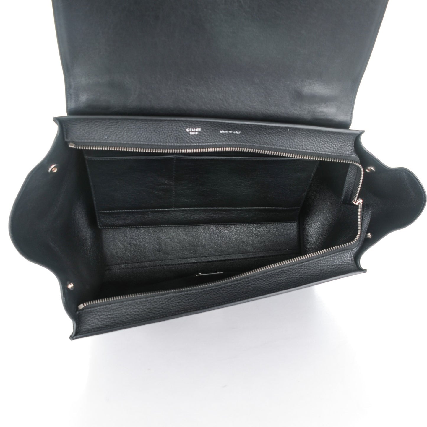 Drummed Calfskin Suede Medium Trapeze Black
