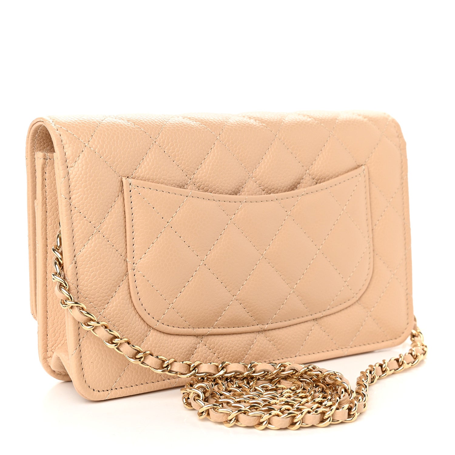 Chanel Caviar Quilted Wallet On Chain WOC Beige 3 of 10