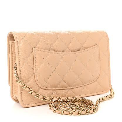 Chanel Caviar Quilted Wallet On Chain WOC Beige 3 of 10