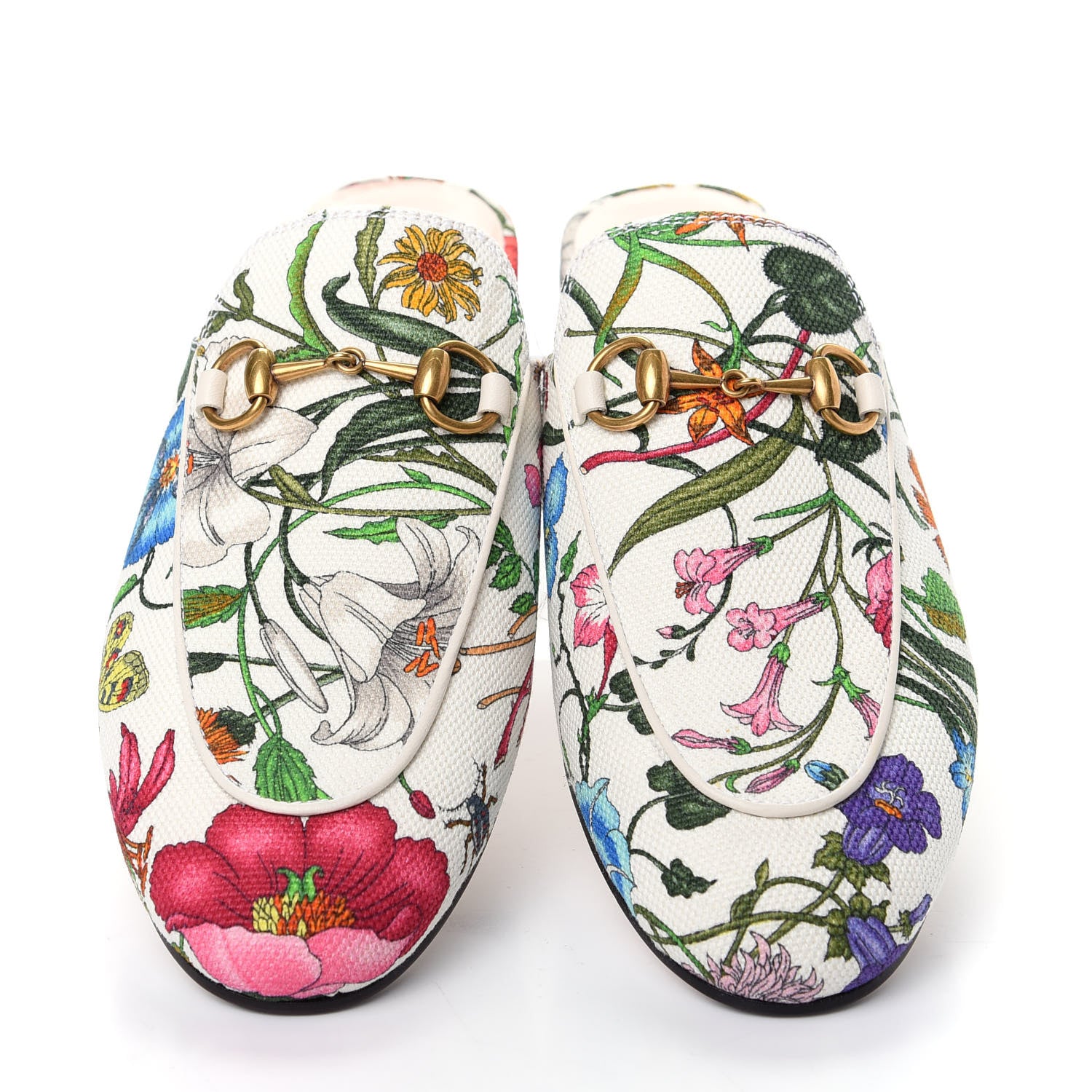 Gucci Canvas Flora Womens Princetown Slippers 36 White Multicolor 5 of 11