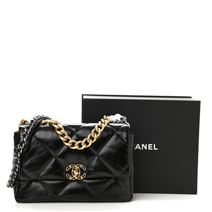 Chanel Shiny Crumpled Calfskin Quilted Large Chanel 19 Flap Black 11 of 11