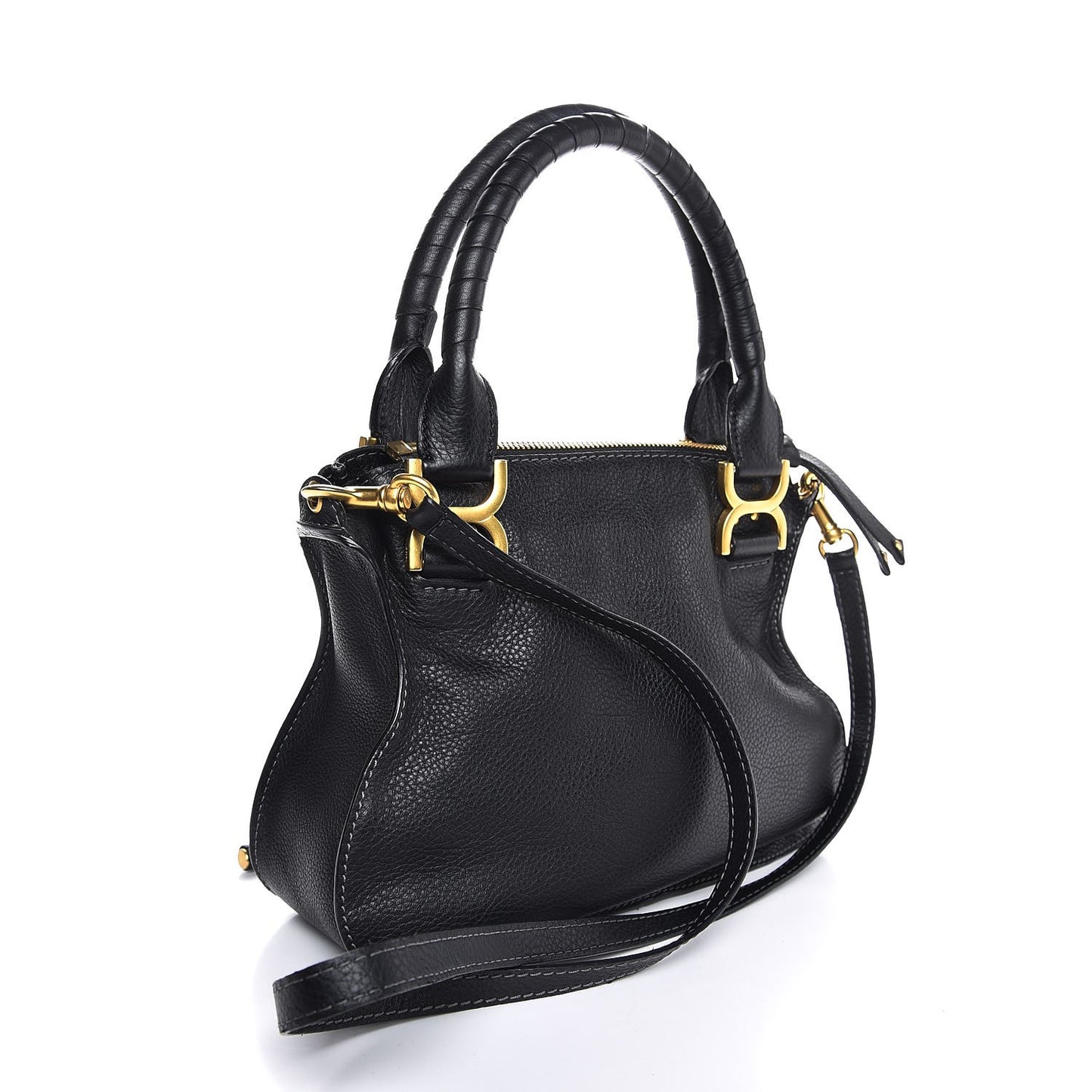 Calfskin Small Marcie Satchel Black