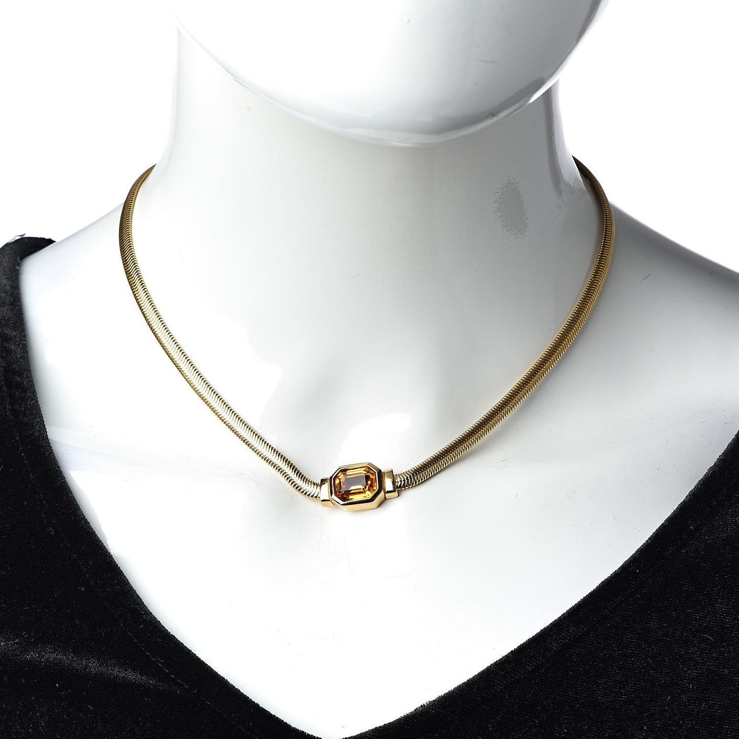 Crystal Chain Necklace Gold