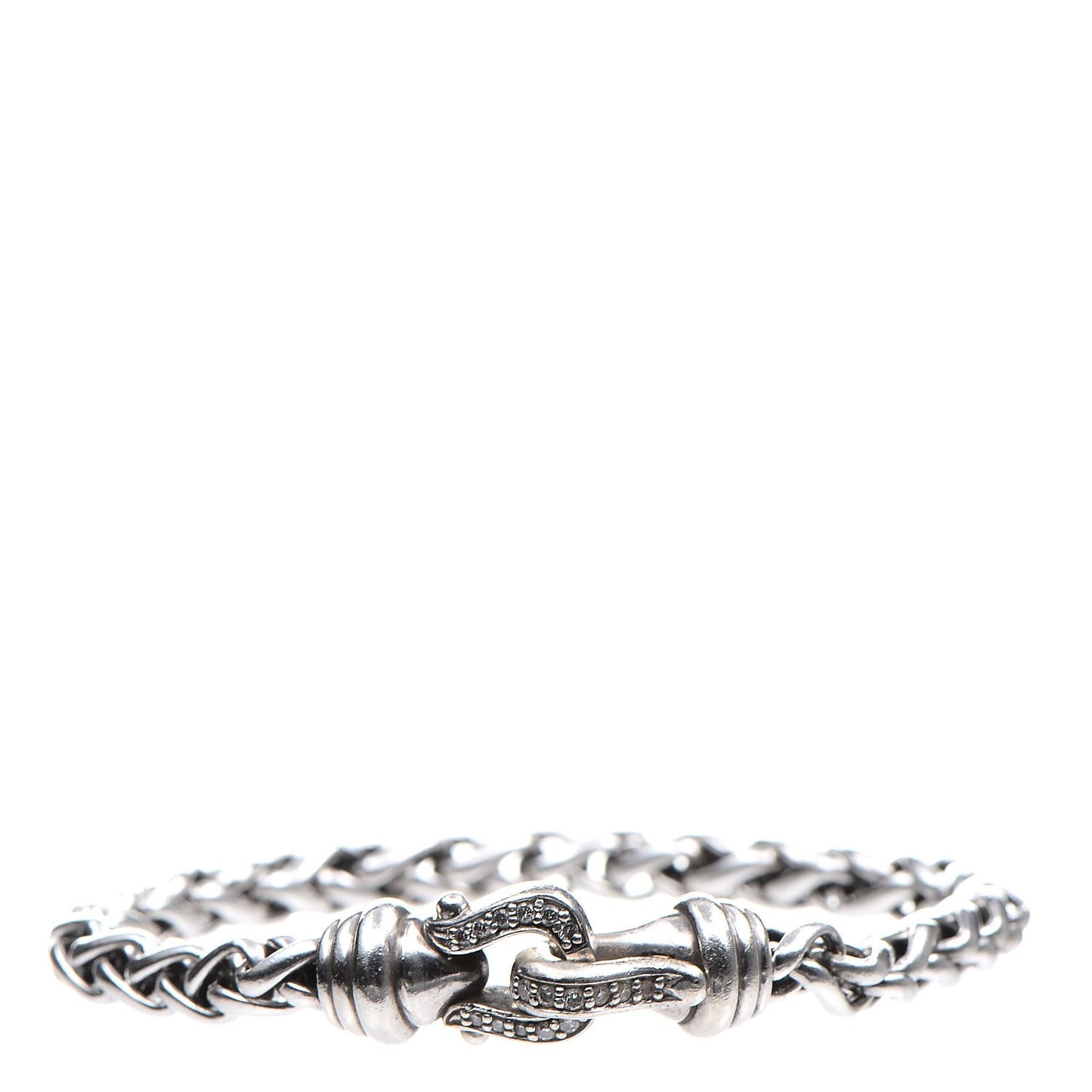 Sterling Silver Diamond 6mm Wheat Chain Bracelet L