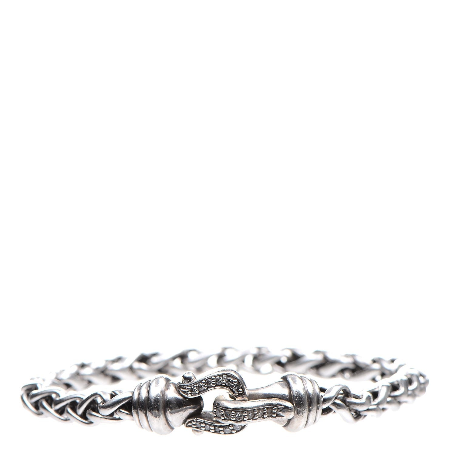 David Yurman Sterling Silver Diamond 6mm Wheat Chain Bracelet L 1 of 5