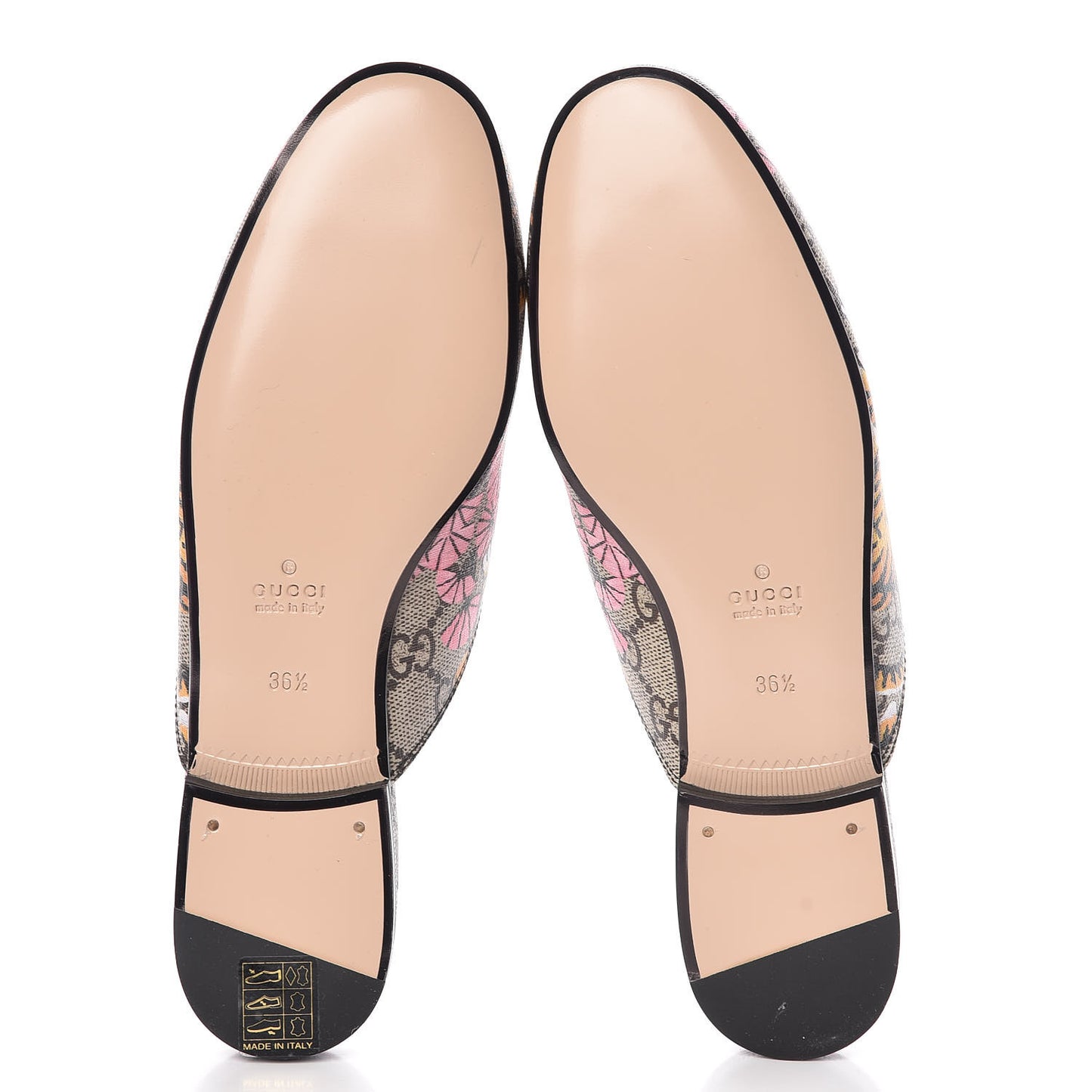 GG Supreme Monogram Bengal Womens Princetown Slippers 36.5 Beige Crop Pink