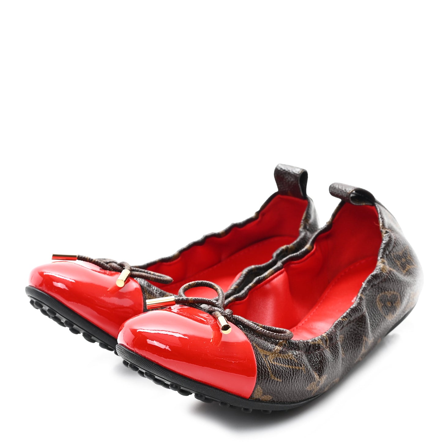 Monogram Patent Flirty Ballerina Flats 38.5 Coquelicot