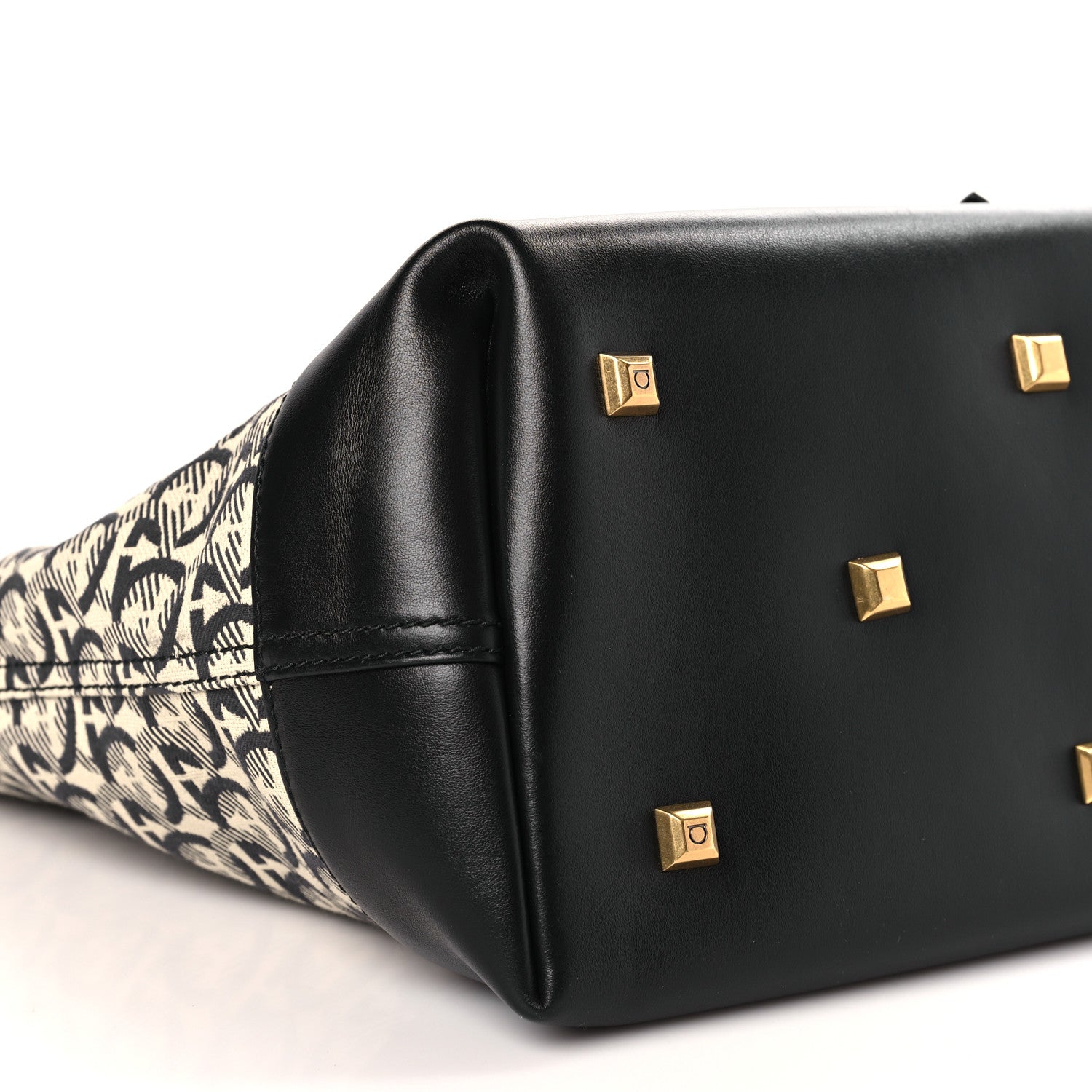 Salvatore Ferragamo Canvas Calfskin The Studio Tote Beige Black 8 of 11