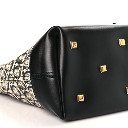 Salvatore Ferragamo Canvas Calfskin The Studio Tote Beige Black 8 of 11