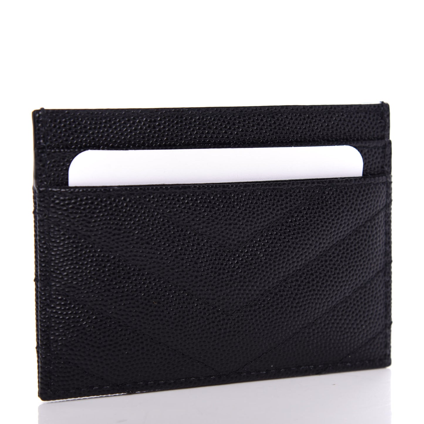 Grain De Poudre Matelasse Chevron Monogram Credit Card Case Black