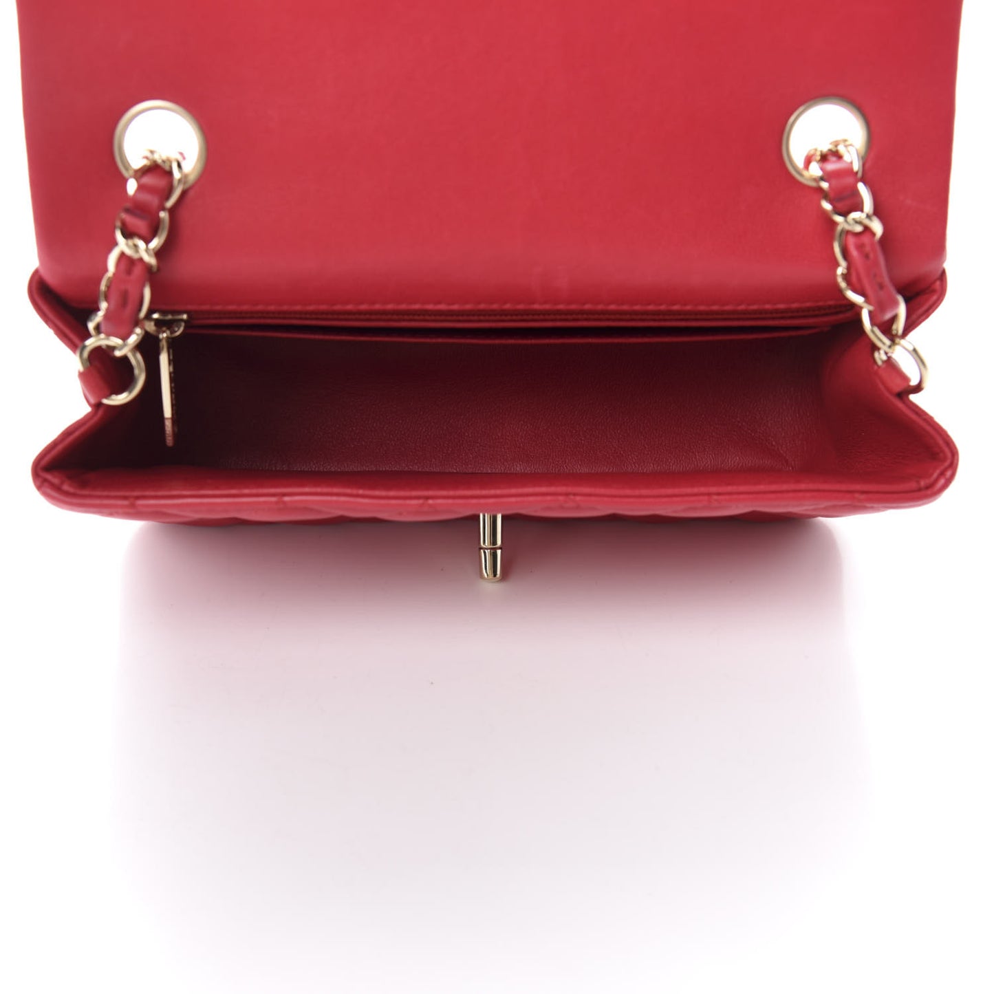 Lambskin Quilted Mini Rectangular Flap Red