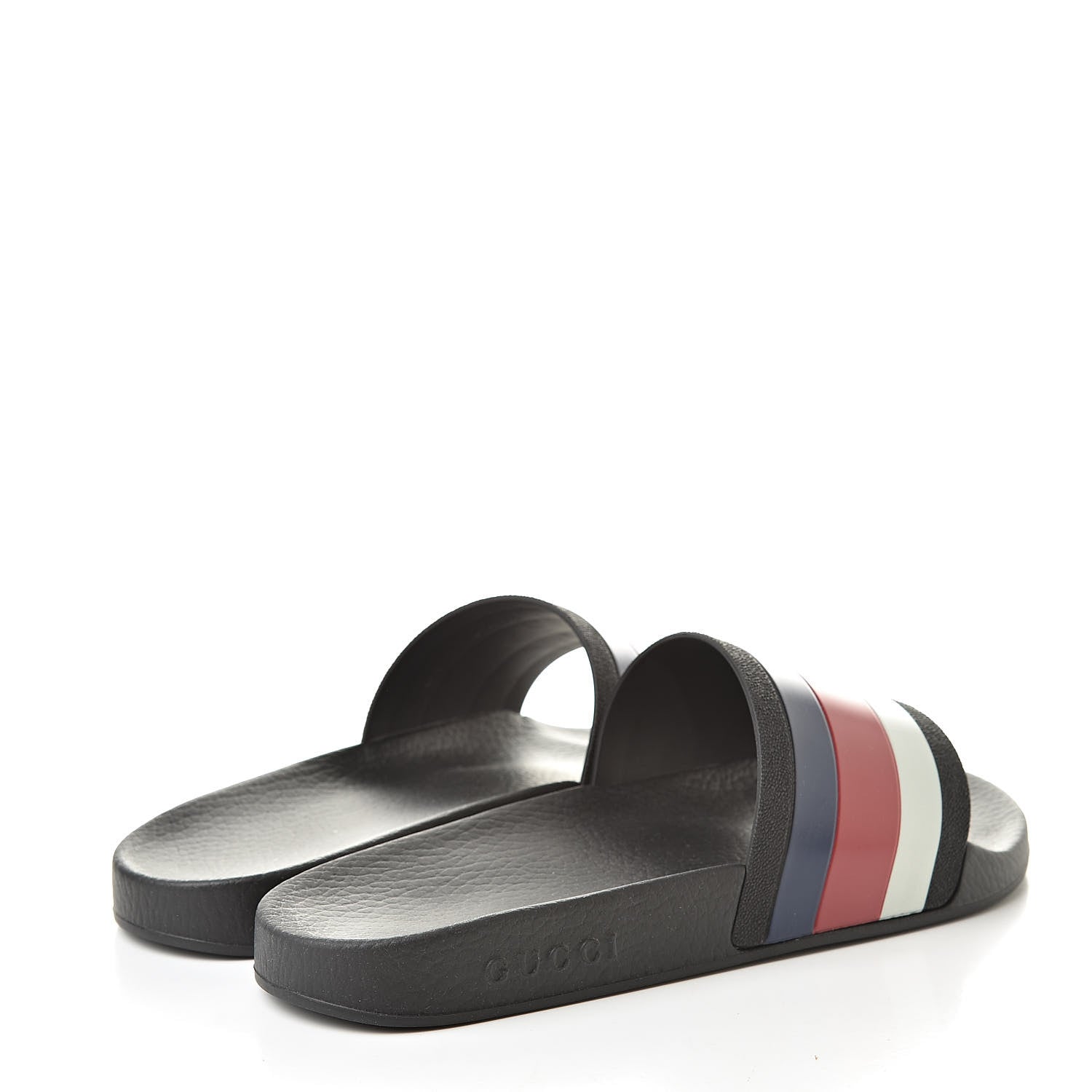 Gucci Rubber Web Mens Pool Slide Sandals 8 Black Mystic White Hibiscus Red Marine 4 of 7