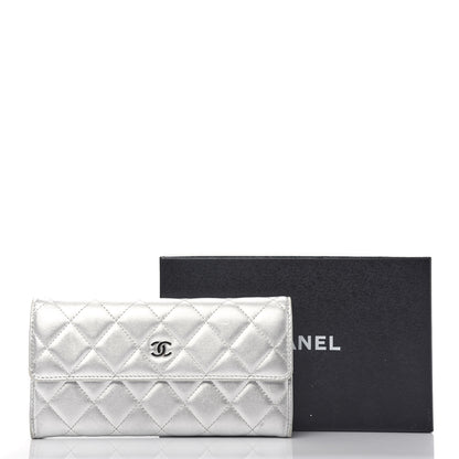 Chanel Metallic Lambskin Long Flap Wallet Silver 9 of 11