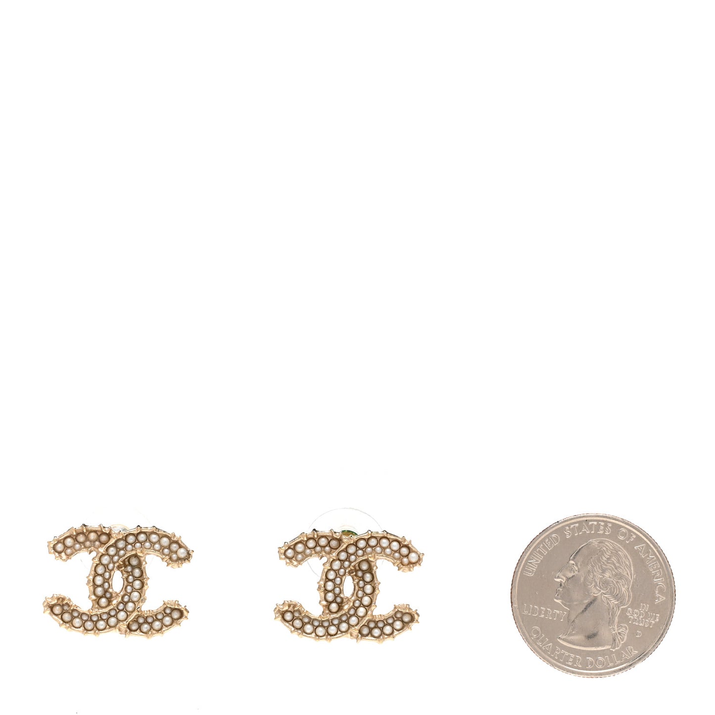 Pearl CC Camellia Express Stud Earrings Gold
