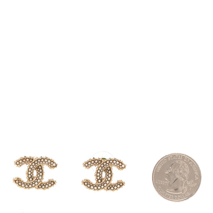Chanel Pearl CC Camellia Express Stud Earrings Gold 2 of 6
