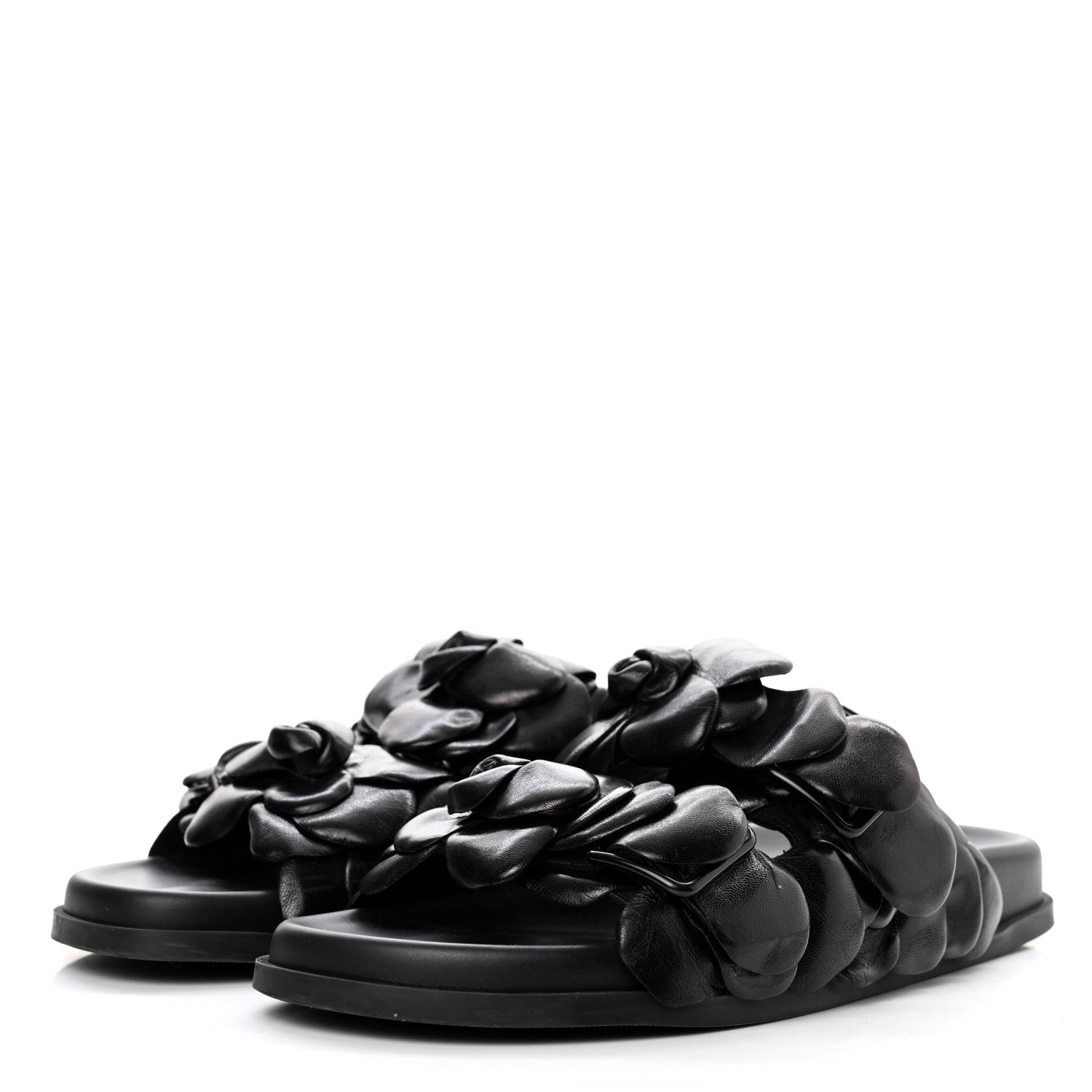 Valentino Garavani Kidskin Atelier 03 Rose Edition Double Buckle Slide Sandals 40 Black 3 of 9