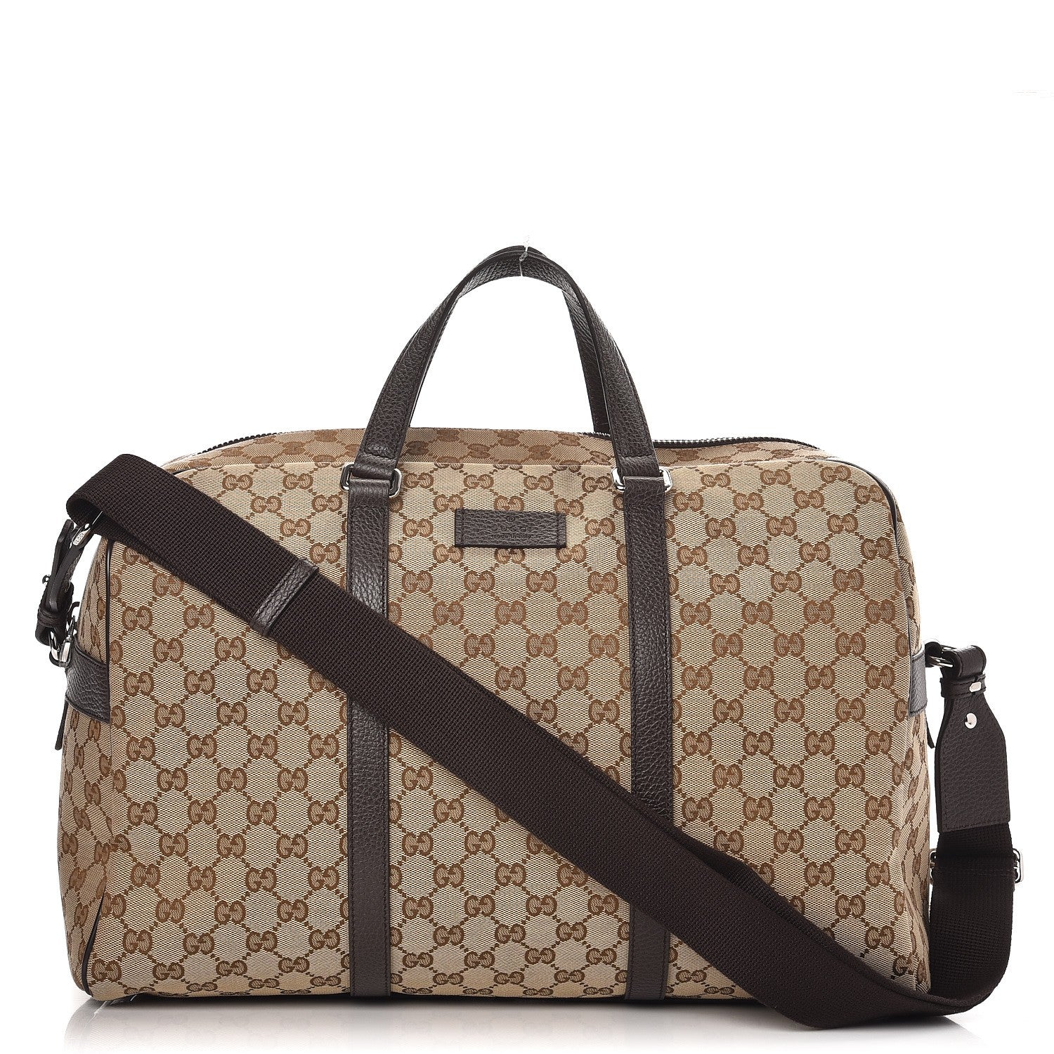 Gucci Monogram Dollar Calfskin Boston Duffle Bag Beige Ebony Testa di Moro Marrone Scuro 1 of 8