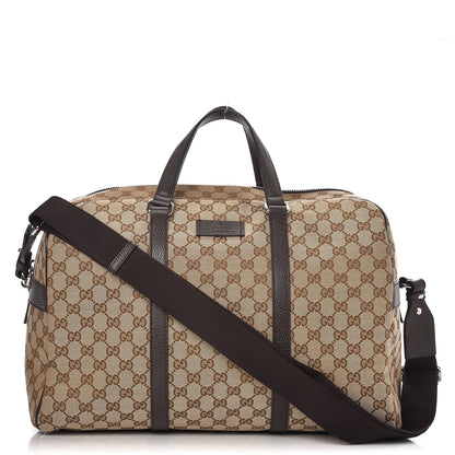 Gucci Monogram Dollar Calfskin Boston Duffle Bag Beige Ebony Testa di Moro Marrone Scuro 1 of 8