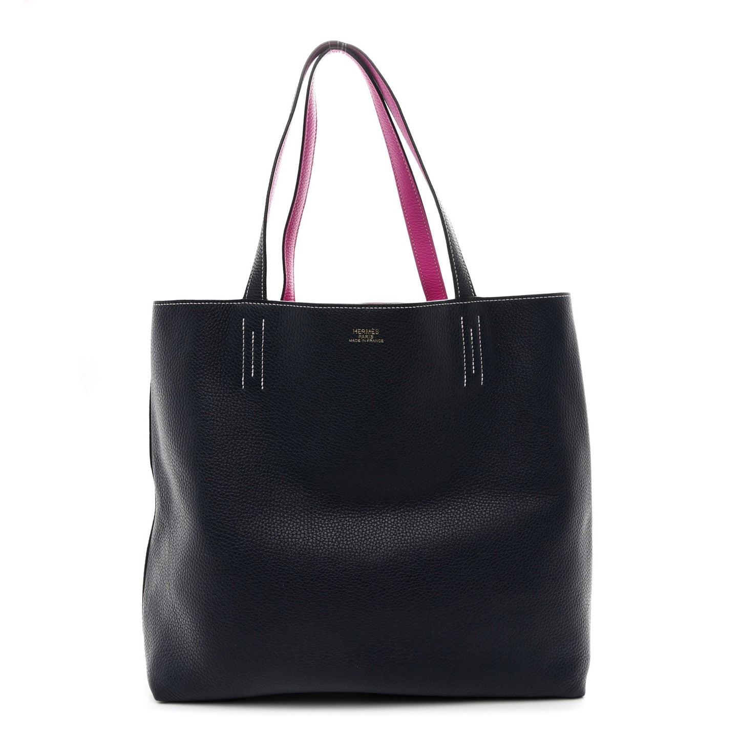 Taurillon Clemence Double Sens 36 Reversible Tote Bleu Nuit Magnolia