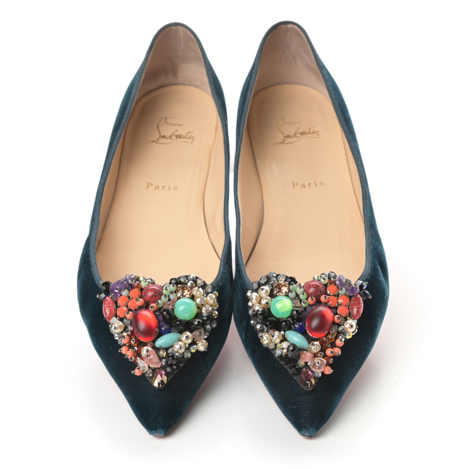Christian Louboutin Velvet Diva Cora Flats 40 Lagune Multi 5 of 15