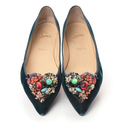 Christian Louboutin Velvet Diva Cora Flats 40 Lagune Multi 5 of 15