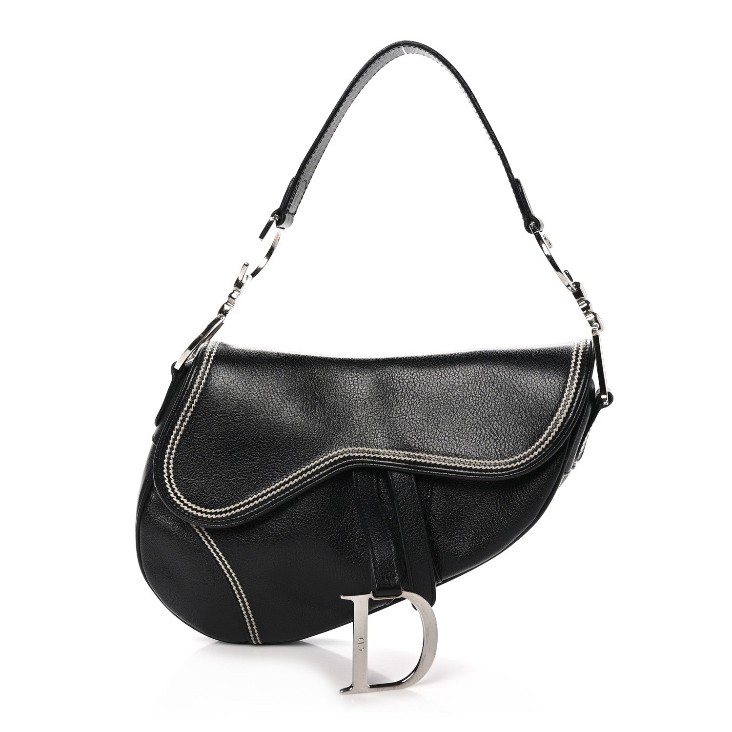 Christian Dior Shiny Goatskin Saddle Bag Black 1 of 12