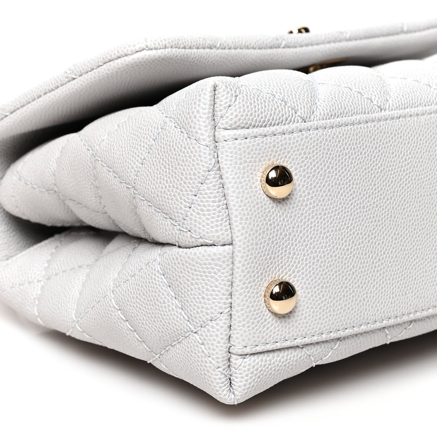 Caviar Quilted Mini Coco Handle Flap Light Grey