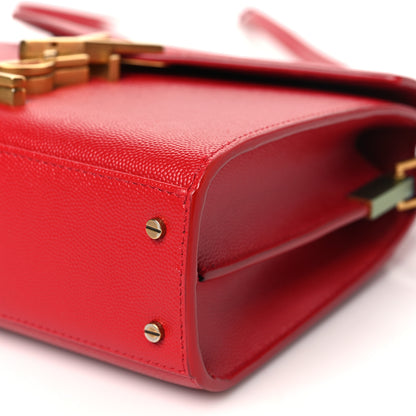 Saint Laurent Grain de Poudre Mini Classic Monogram Cassandra Top Handle Red 9 of 9