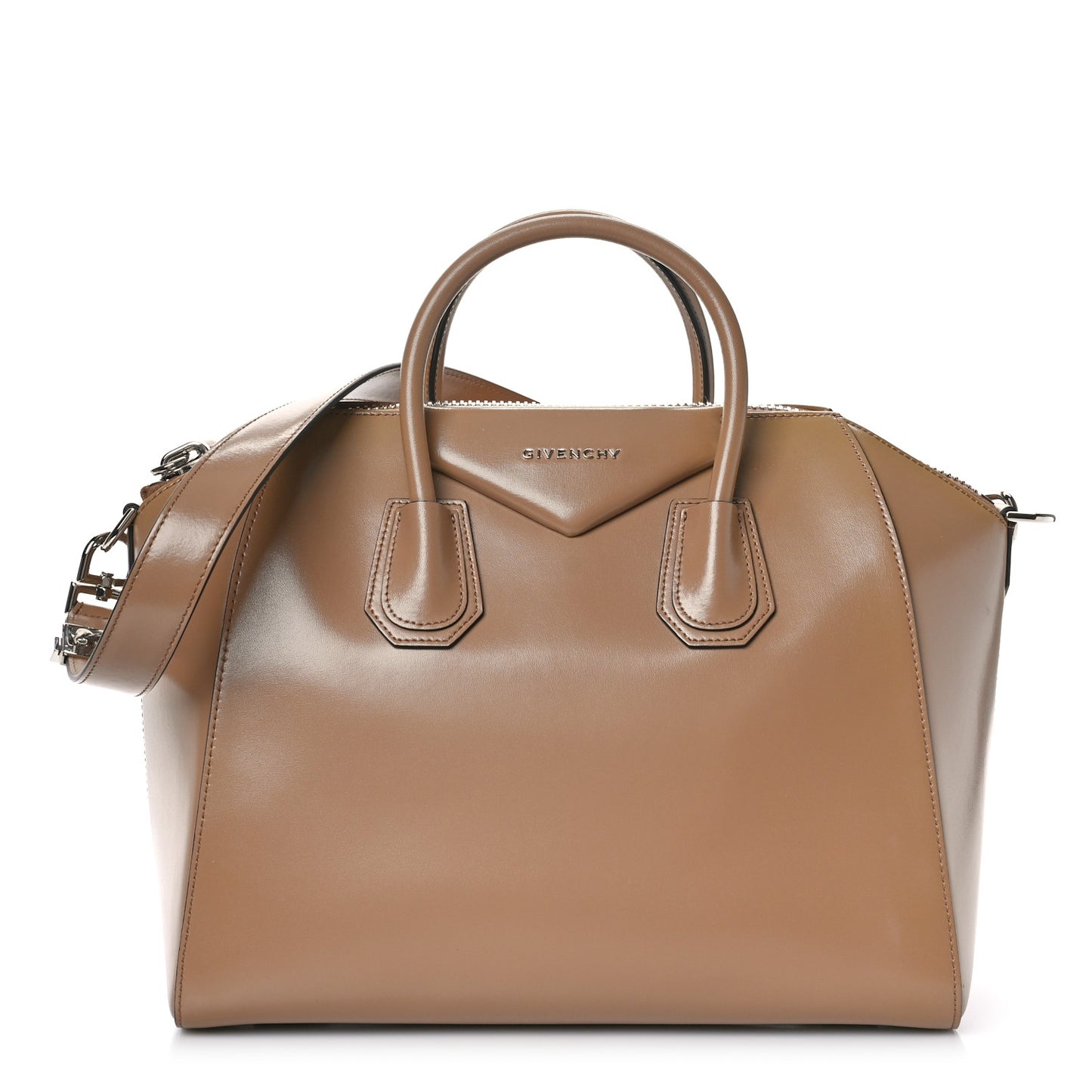 Shiny Lord Calfskin Medium Antigona Dark Beige