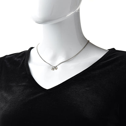 Chanel Crystal Mini Heart CC Necklace Silver 2 of 5