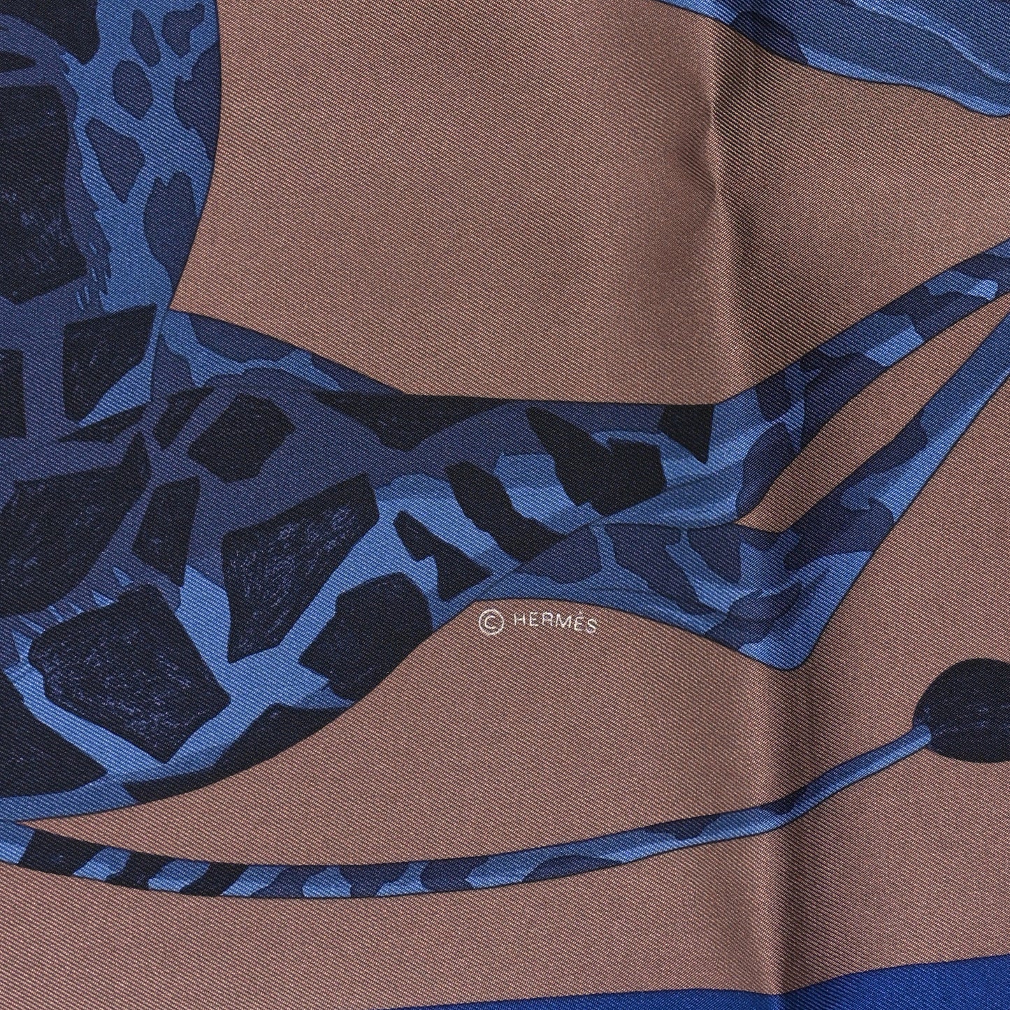 Silk Hermes Story Scarf 90 Marron Glace Bleu