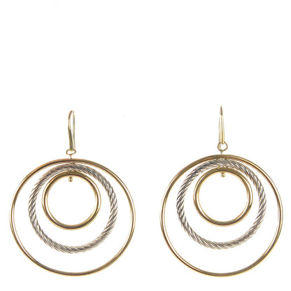 David Yurman Sterling Silver 18K Yellow Gold Mobile Triple Circle Earrings 1 of 4