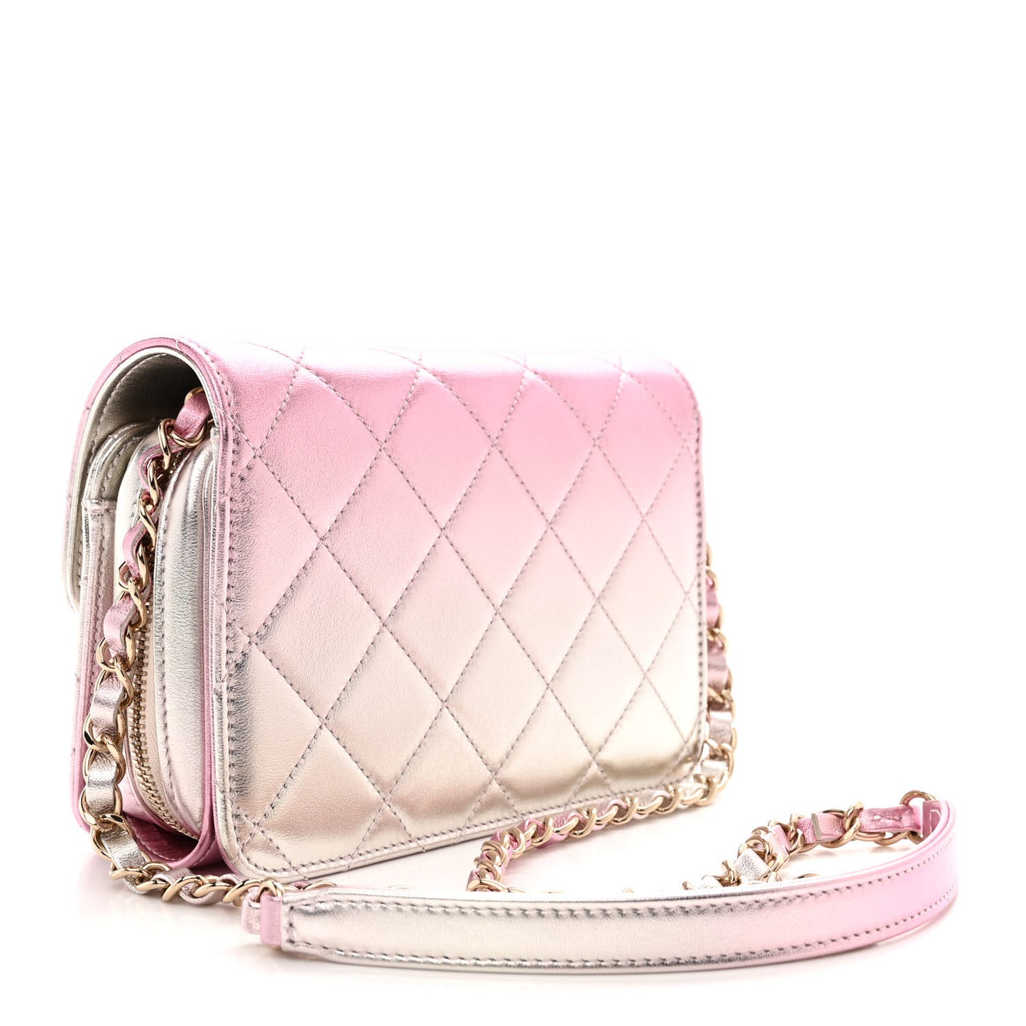 Metallic Lambskin Like A Wallet Flap Golden Pink