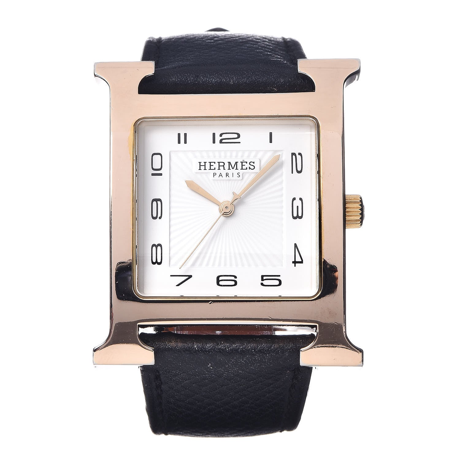 Hermes Stainless Steel Epsom 30.5mm Heure H Hour Quartz Watch Noir 1 of 9