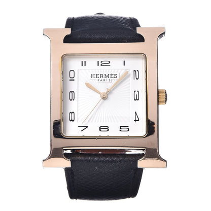 Hermes Stainless Steel Epsom 30.5mm Heure H Hour Quartz Watch Noir 1 of 9
