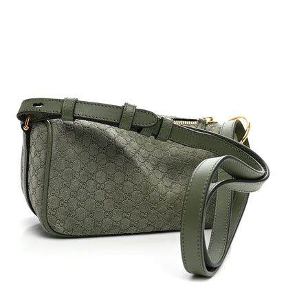 Gucci Suede GG Monogram Half Horsebit Mini Shoulder Bag Sage 3 of 10