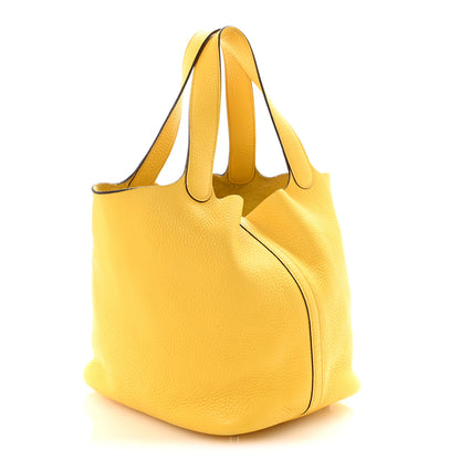 Hermes Taurillon Clemence Picotin Lock 22 MM  Jaune De Naples 3 of 9