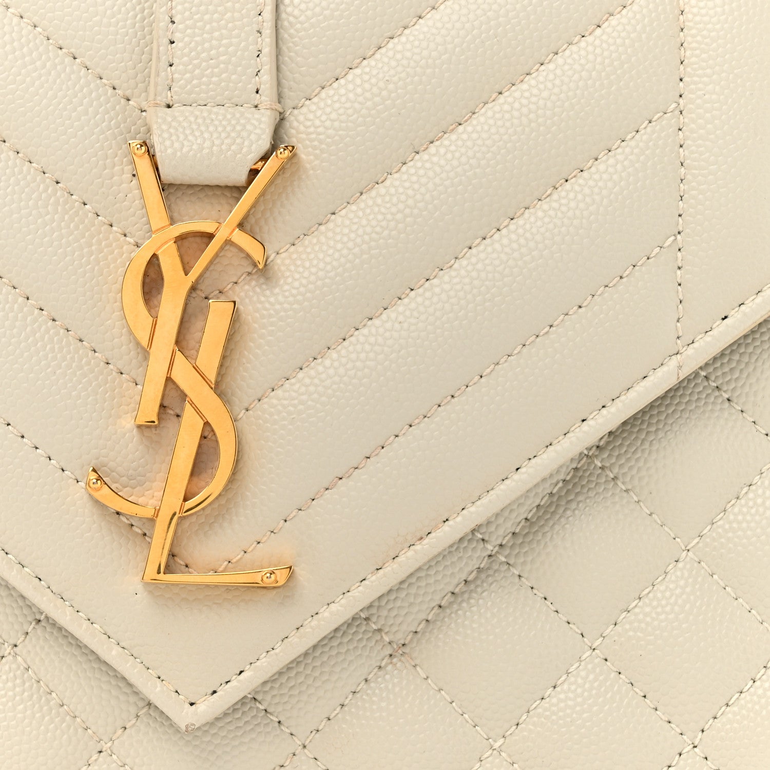 Saint Laurent Grain De Poudre Medium Triquilt Monogram Satchel Crema Soft 8 of 16